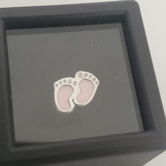 Harley Davidson MOD Silver Floating Charm New with Case Baby Feet Pink - Picture 8 of 8